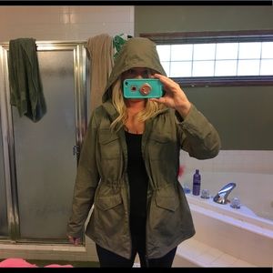 Eddie Bauer travex spring jacket green with hood